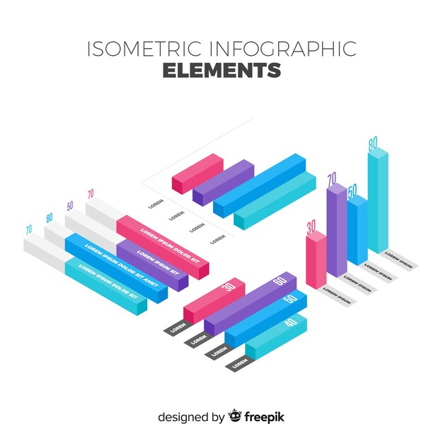 Colección de elementos infográficos isométricos