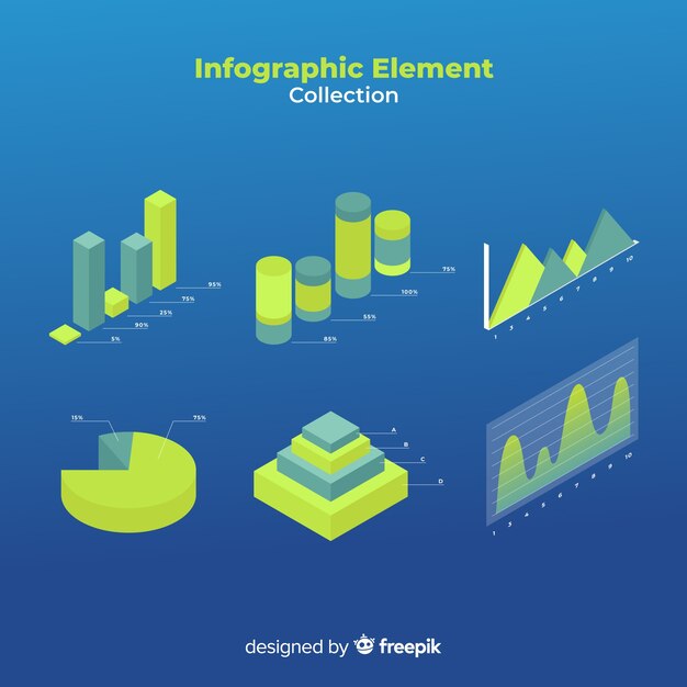 Colección de elementos infográficos isométricos