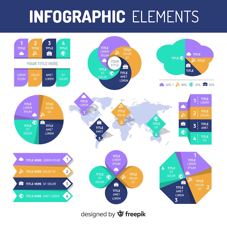 Vector gratuito colección de elementos infográficos planos