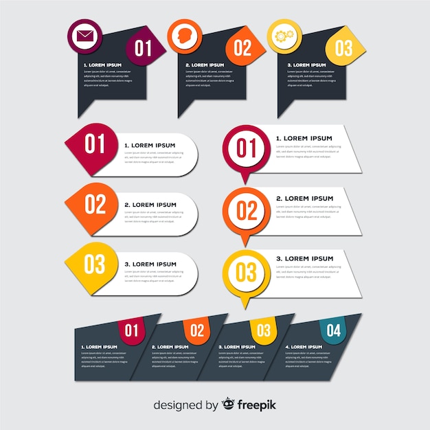 Colección de elementos infográficos planos