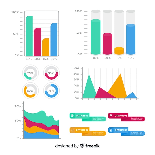 Colección de elementos infográficos planos