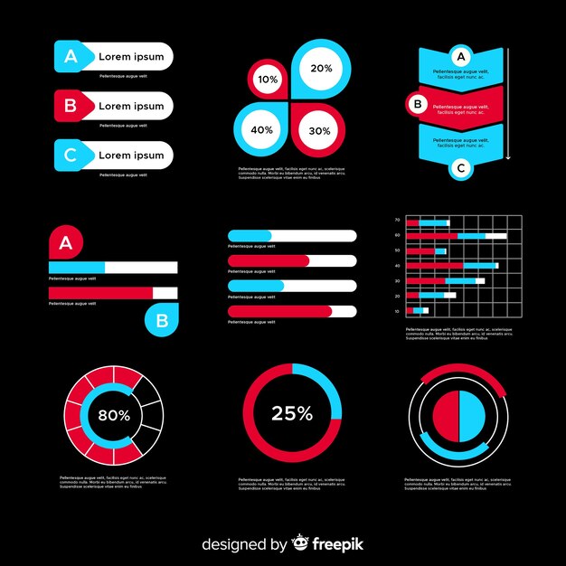 Colección de elementos infográficos planos