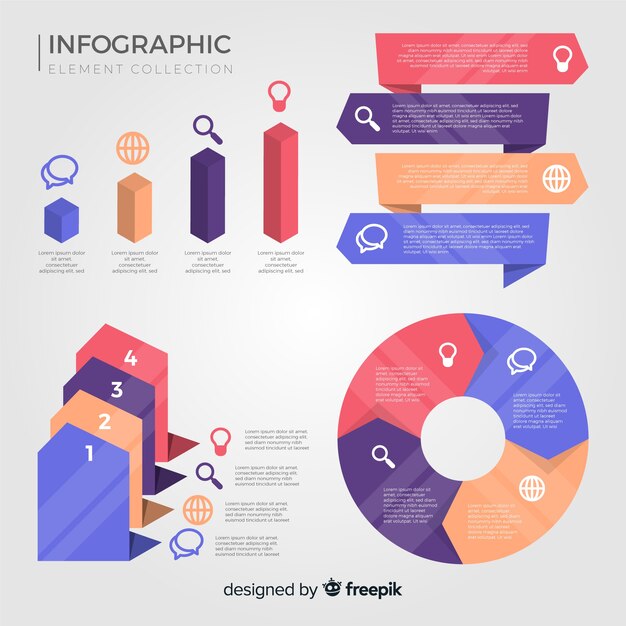 Colección de elementos infográficos planos