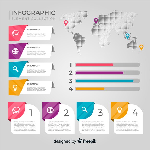 Colección de elementos infográficos planos