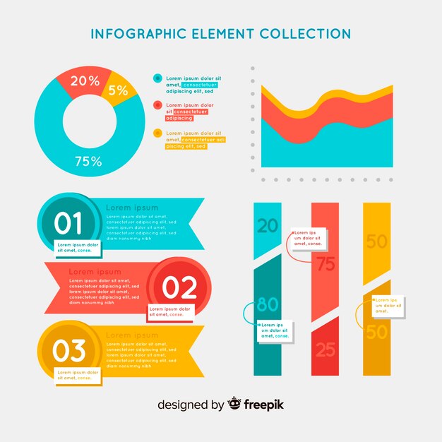 Colección de elementos infográficos planos