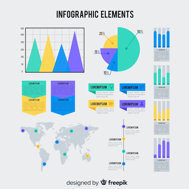 Colección de elementos infográficos planos