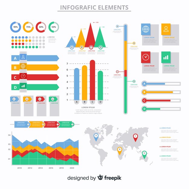 Colección de elementos infográficos planos