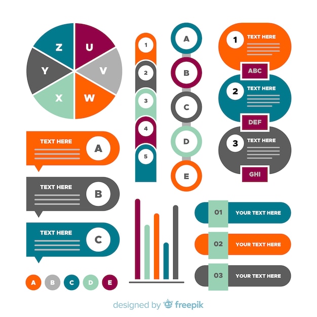 Colección de elementos infográficos planos