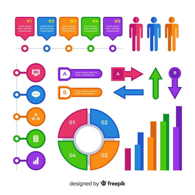 Colección de elementos infográficos planos