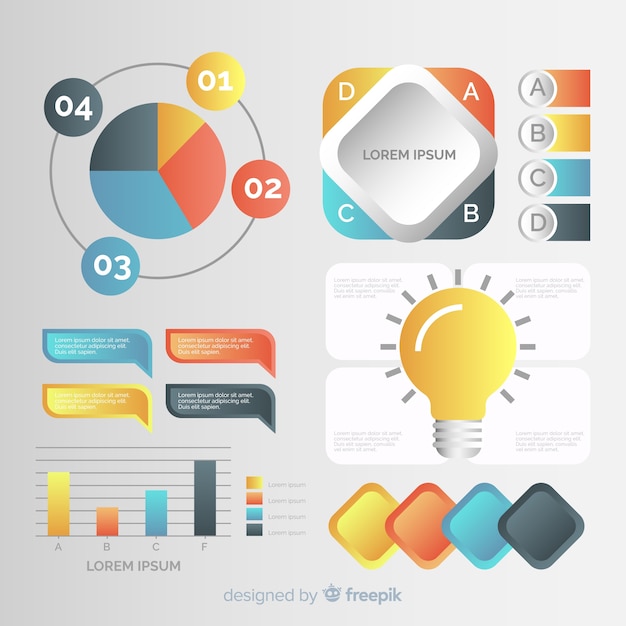 Colección de elementos infográficos planos