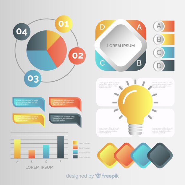 Colección de elementos infográficos planos