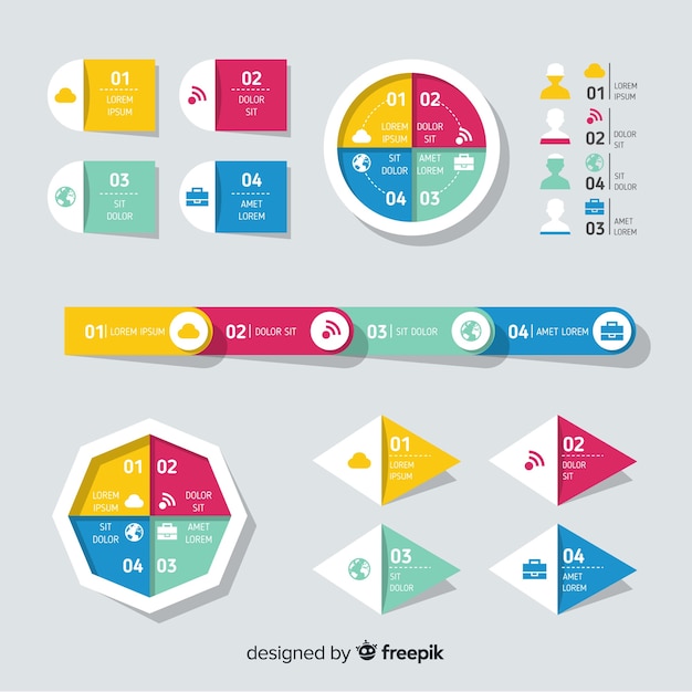 Colección de elementos infográficos planos.