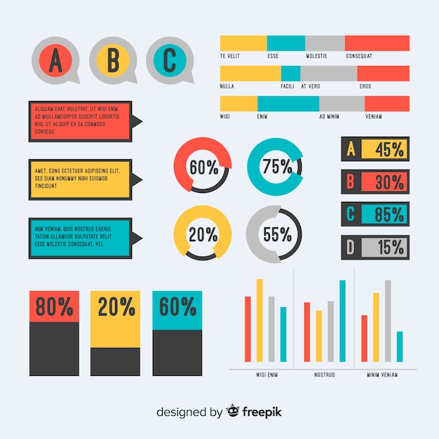 Colección de elementos infográficos planos.