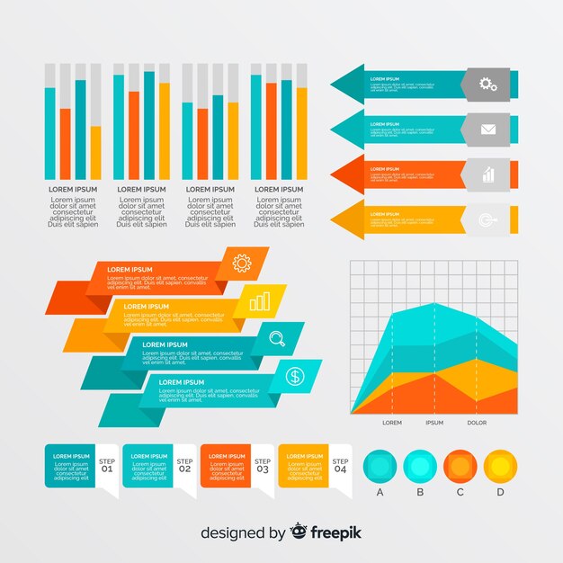 Colección de elementos infográficos planos