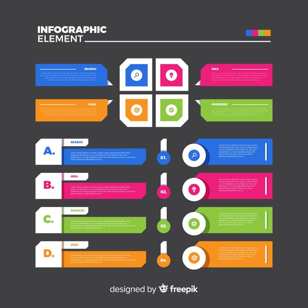 Colección de elementos infográficos planos