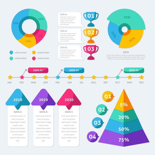 Colección de elementos infográficos planos