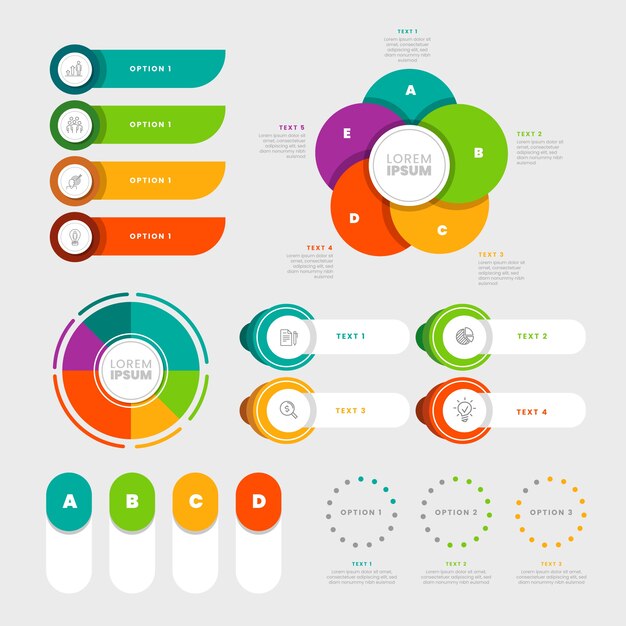 Colección de elementos infográficos planos