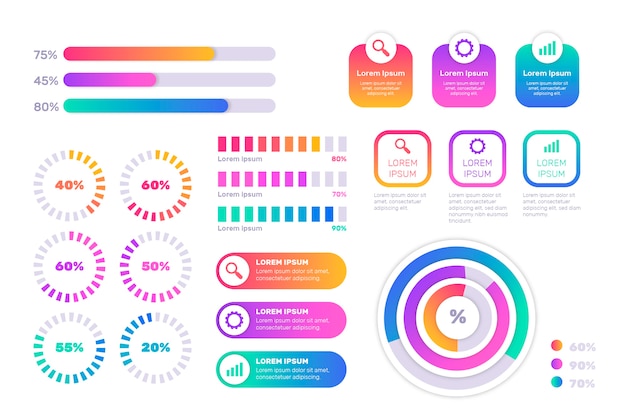 Colección de elementos infográficos planos