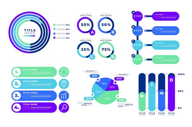 Colección de elementos infográficos planos
