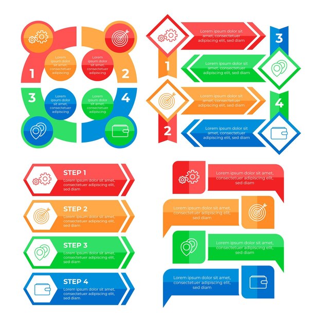 Colección de elementos infográficos planos