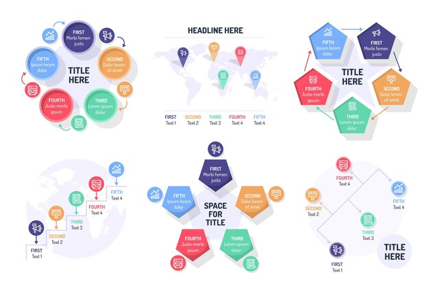 Colección de elementos infográficos planos