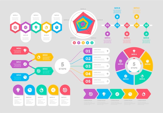 Colección de elementos infográficos planos