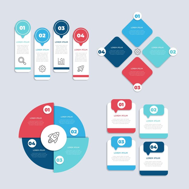 Colección de elementos infográficos planos