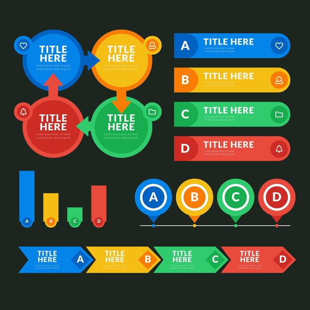 Colección de elementos infográficos planos