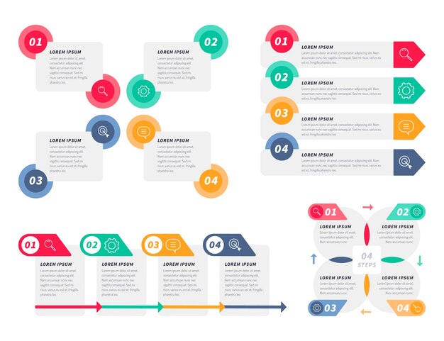 Colección de elementos infográficos planos