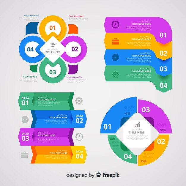 Colección de elementos infográficos planos