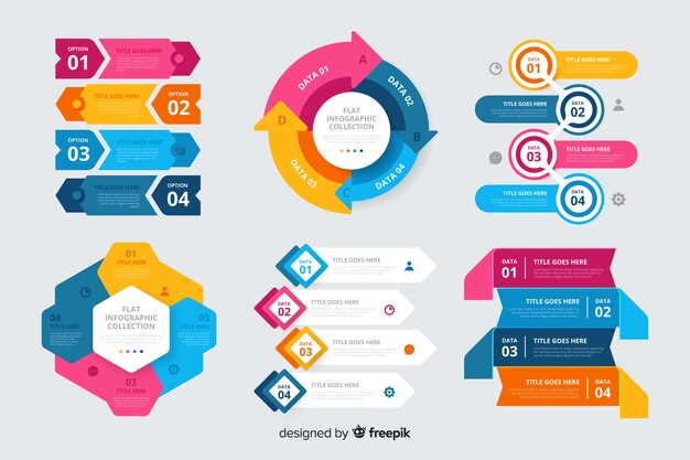 Colección de elementos infográficos planos