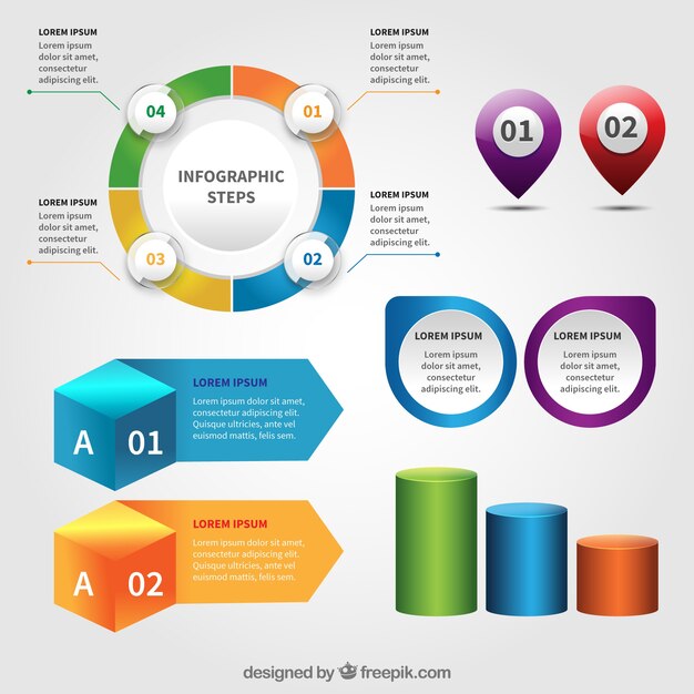 Colección de elementos infográficos realistas