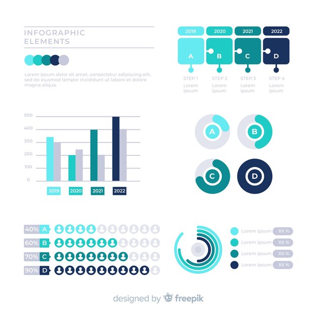Colección de elementos infográficos en tonos verdes