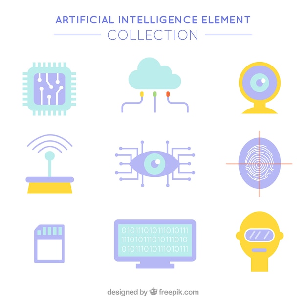 Vector gratuito colección de elementos de inteligencia artificial