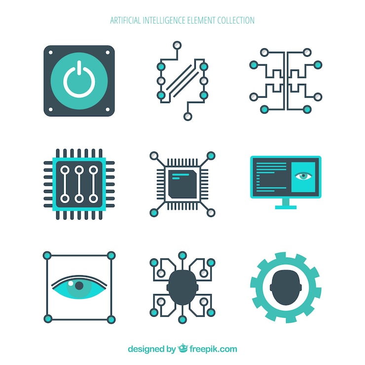 Vector gratuito colección de elementos de inteligencia artificial