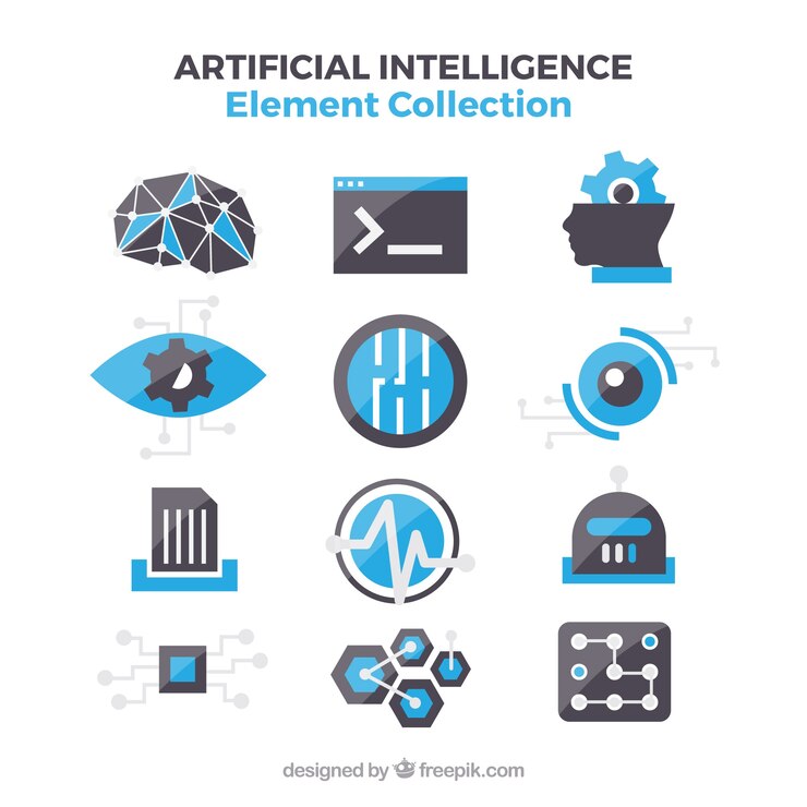 Vector gratuito colección de elementos de inteligencia artificial
