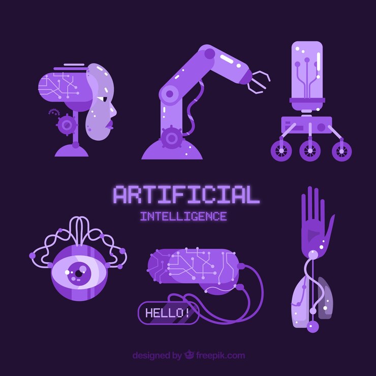 Vector gratuito colección de elementos de inteligencia artificial