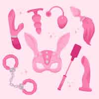 Vector gratuito colección de elementos de juguetes sexuales dibujados a mano
