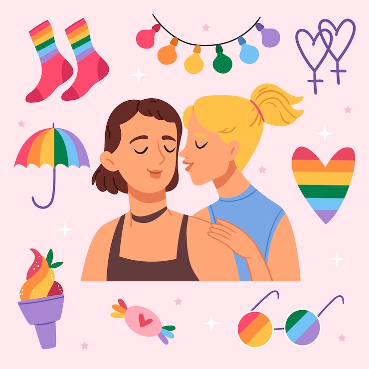 Vector gratuito colección de elementos lgbt del mes del orgullo plano