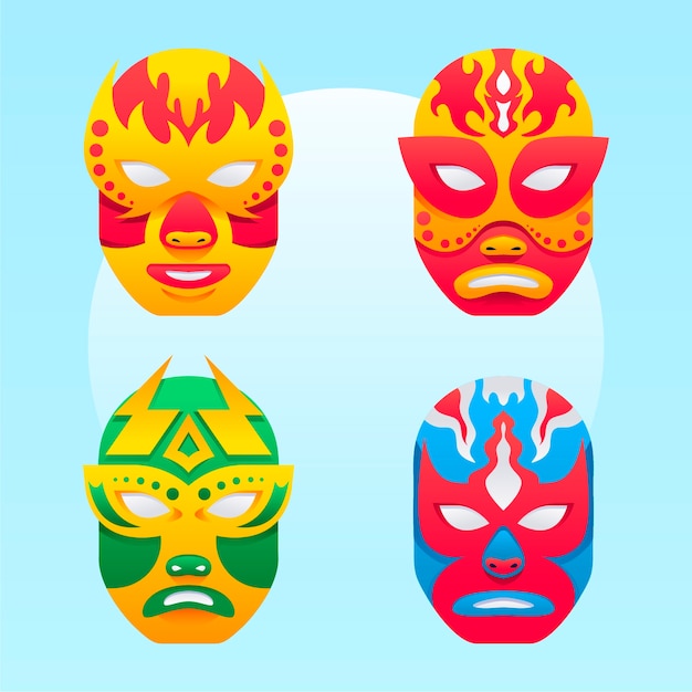 Vector gratuito colección de elementos de luchador mexicano degradado