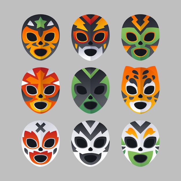 Colección de elementos de luchadores mexicanos.