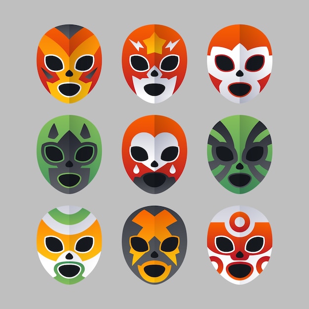 Vector gratuito colección de elementos de luchadores mexicanos.