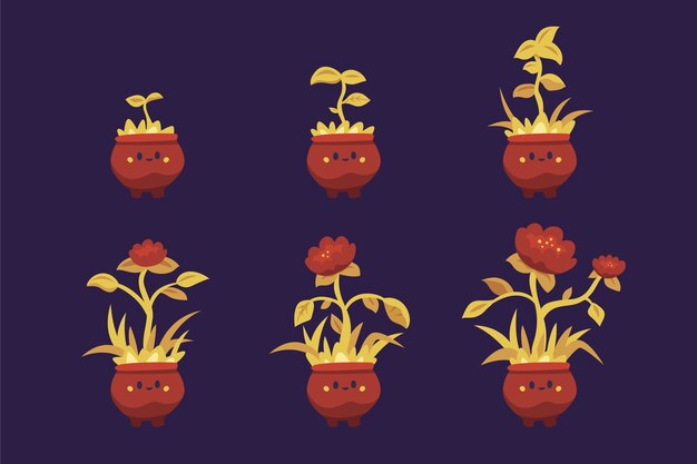 Colección de elementos de marcos de animación de diseño plano