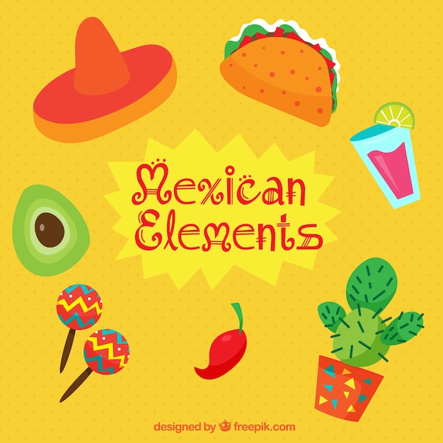 Vector gratuito colección de elementos mexicanos