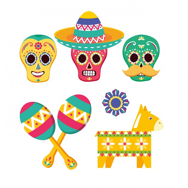 Colección de elementos mexicanos