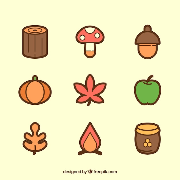 Vector gratuito colección de elementos naturales de otoño