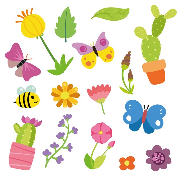 Colección de elementos de naturaleza