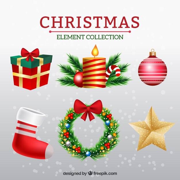Colección de elementos de navidad decorativos 