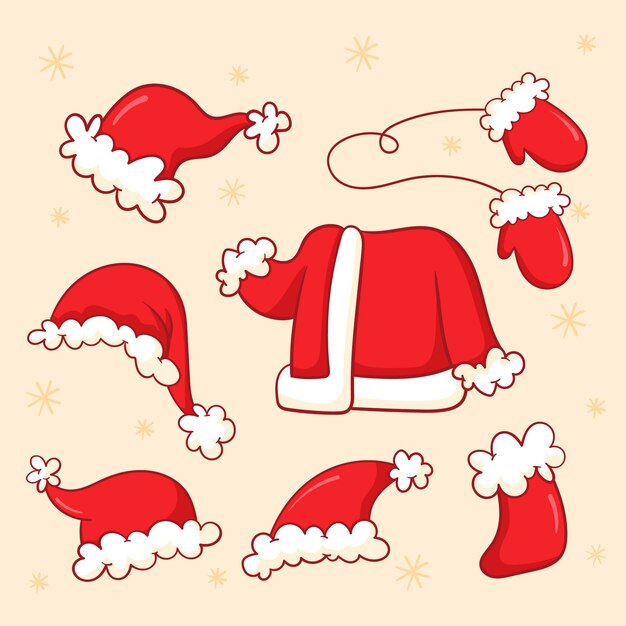 Colección de elementos de navidad dibujados a mano