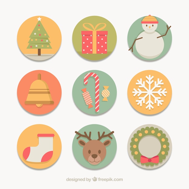 Colección de elementos de navidad en diseño flat